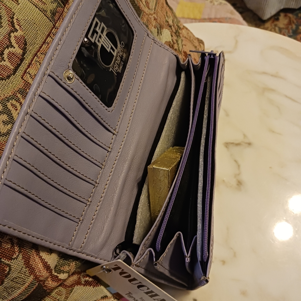 NWT Tignanello Long Wallet, Purple Leather Touchables Bag - Picture 6 of 9